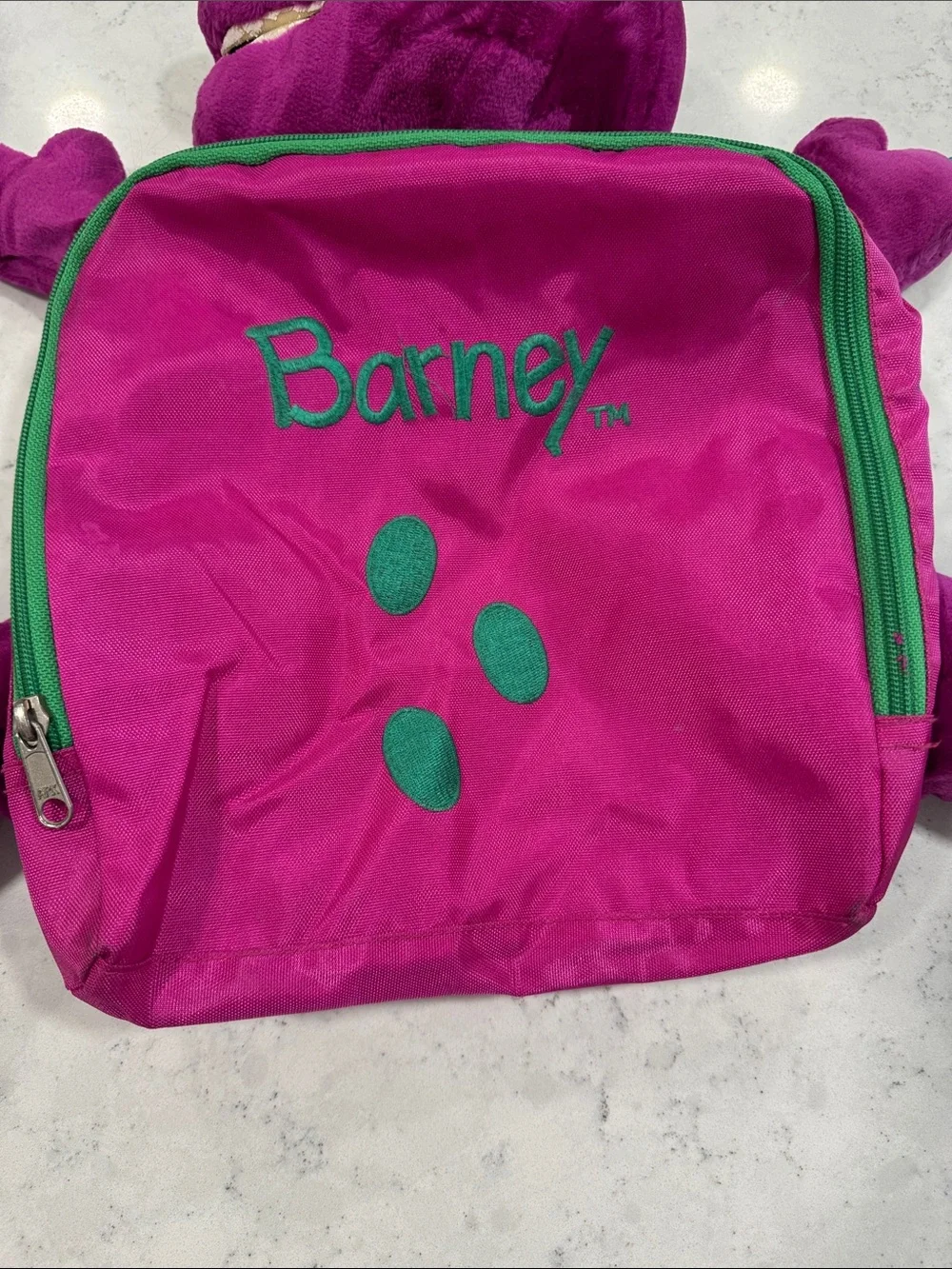 Vintage Barney Purple Dinosaur Plush Character Mini Kids Backpack Purse Costume
